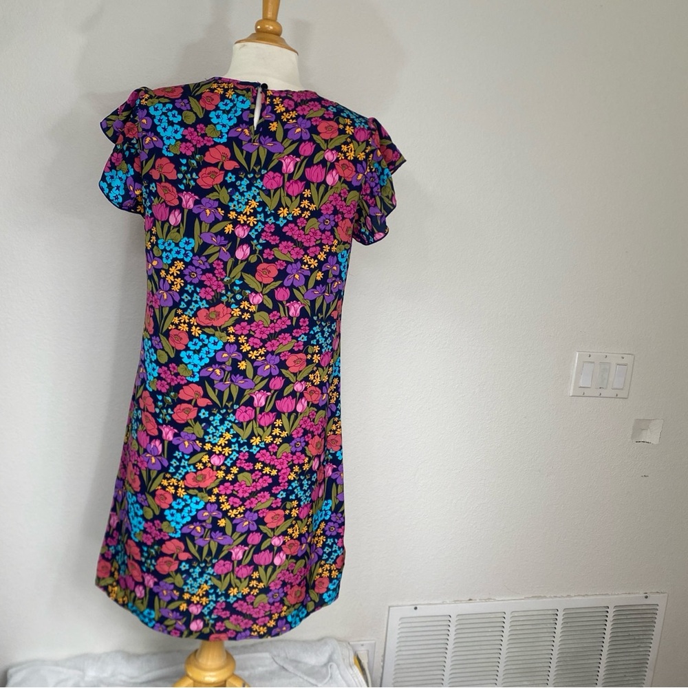 Amazon Women's Multicolor Floral Ruffle Lightweight Shift Dress Size Medium Boho - Picture 2 of 10